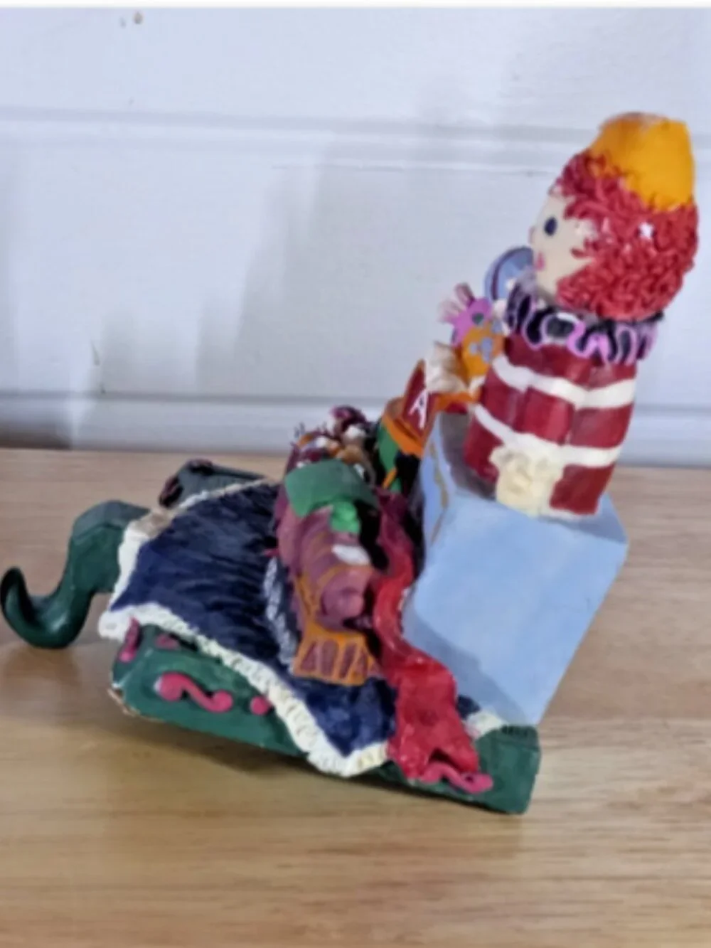 Dayton Hudson Set 2 Christmas Stocking Holders Clown Toy Train Heavy Resin